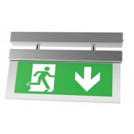 X-MPDB LED Maintained Brushed Chrome Ceiling Mtd Blade Exit Sign